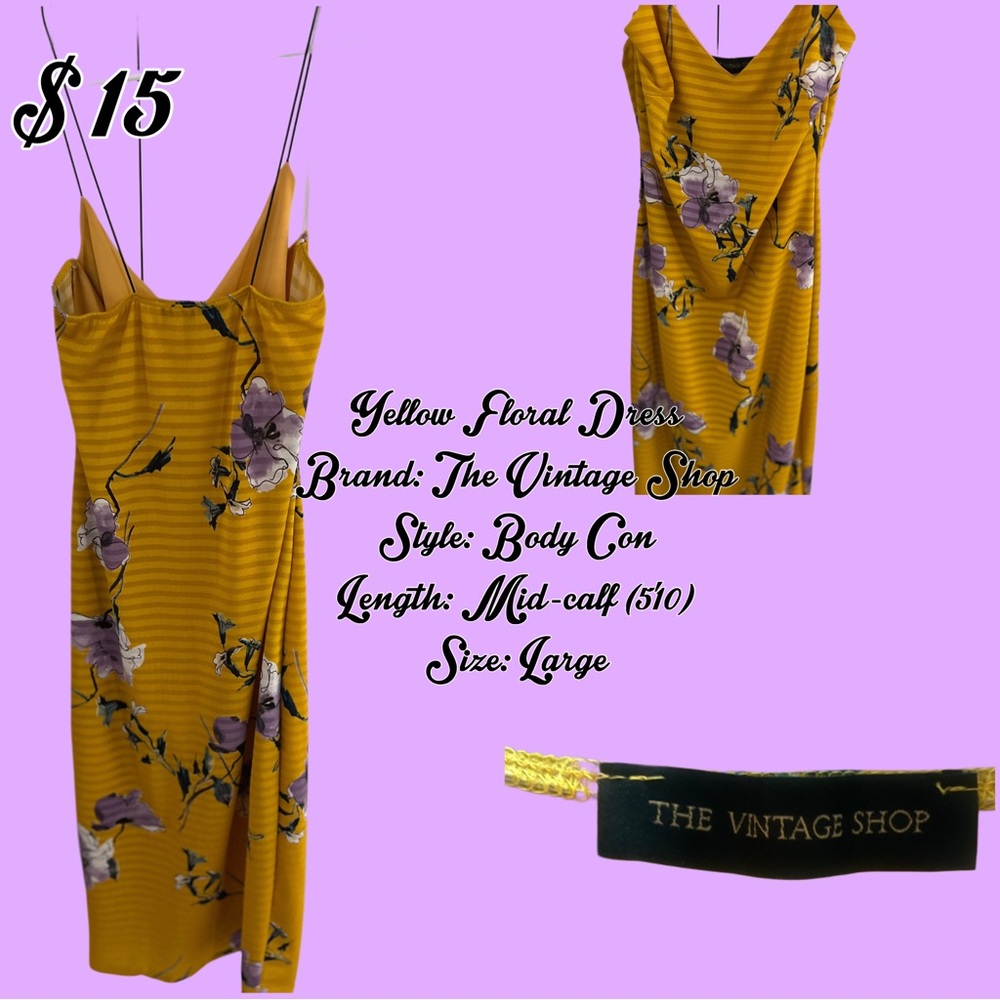 The Vintage Shop Mustard Floral Midi Dress
